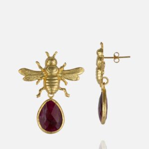 PENDIENTES ABEJA BURDEOS