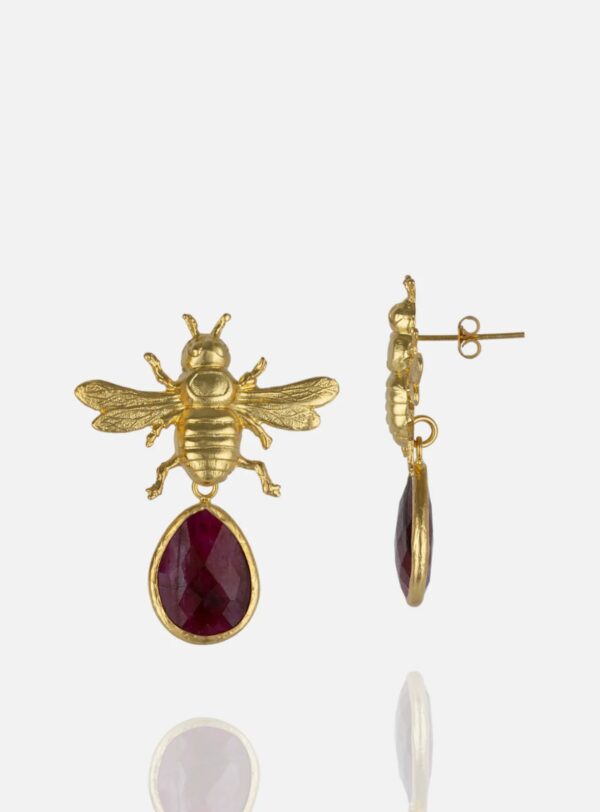 PENDIENTES ABEJA BURDEOS