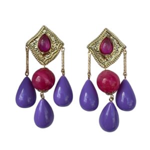 PENDIENTES VINTAGE ROSA Y MORADO