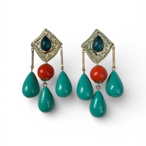 PENDIENTES VINTAGE VERDE AGUA Y NARANJA